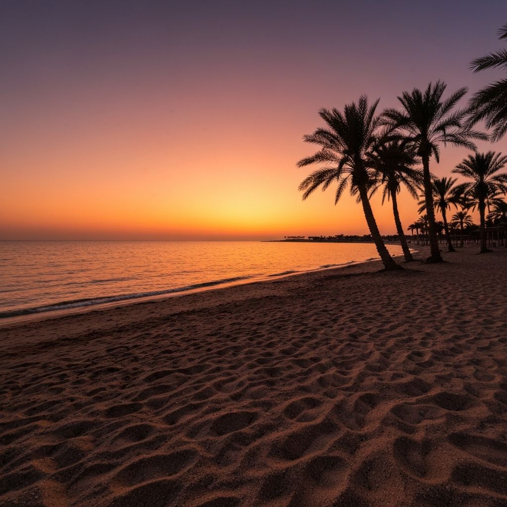 غروب الشمس على الشاطئ